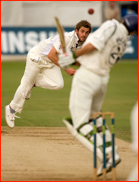 Ryan McLaren avoids a Liam Plunkett bouncer