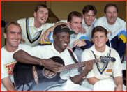 Overseas player Richie Richardson plays and sings