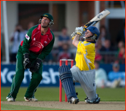 Paul Nixon watches a Chris Rogers six