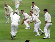 All eyes on Alec Stewart as he catches Karl Krikken