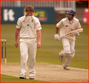 Ben Stokes thinks hard after being hit for four, Canterbury