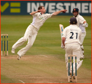 Bowler Graham Wagg fields off Tom Westley
