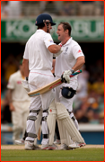 Andrew Strauss (100) with Alastair Cook, Brisbane.