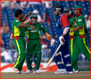 Mohammad Rafique celebrates v England.