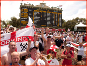 Barmy Army celebrates win, Adelaide.