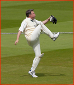 Shadow Chancellor, Ed Balls MP, warms up. MCC v Lords & Commons, 2011.