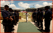 Ramnaresh Sarwan & armed guard, Queens Park Oval, Trinidad.