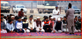 Umpire Shakoor Rana joins the Pakistan team for prayers, Faisalabad.