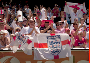 England supporters celebrate win, Melbourne.