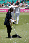 The clean-up after England clean-up, Sydney.